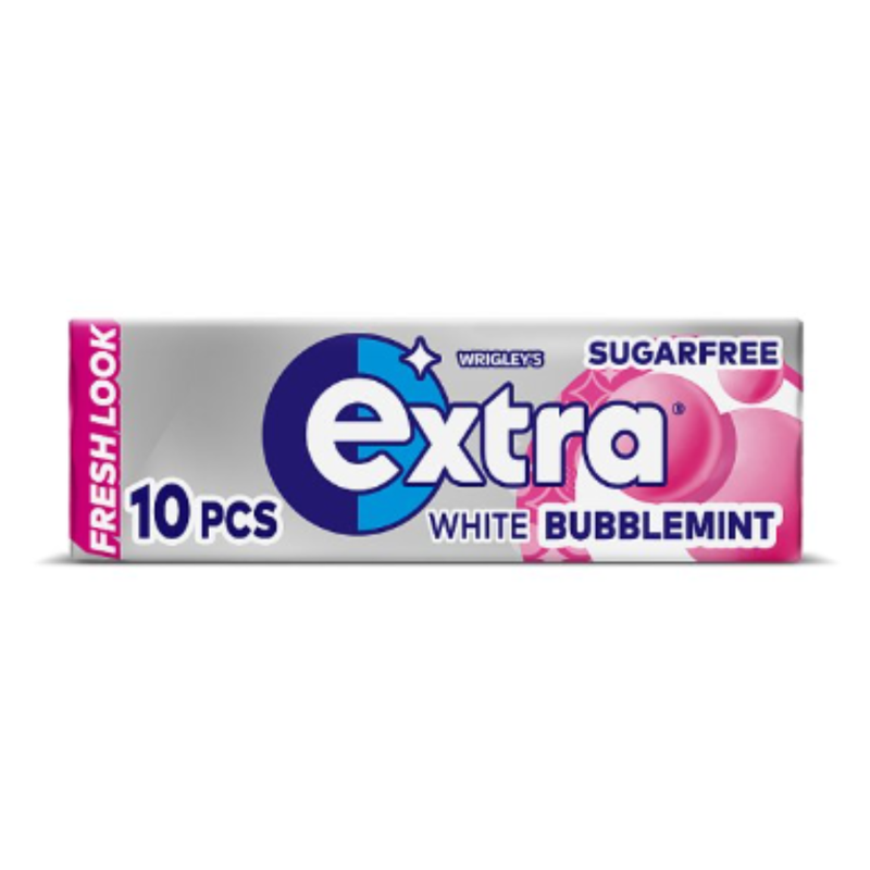 Extra White Bubblemint Chewing Gum Sugar Free 10 Pieces x Case of 30 - London Grocery
