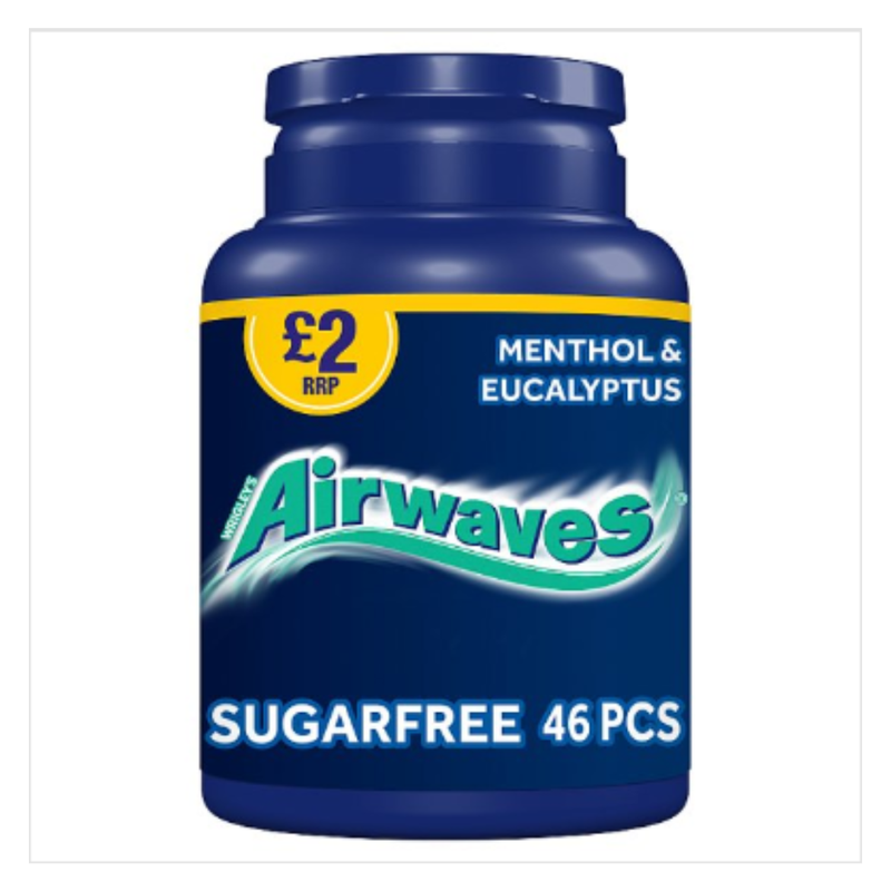 Airwaves Menthol & Eucalyptus Sugar Free Chewing Gum Bottle 46 Pieces x Case of 6 - London Grocery