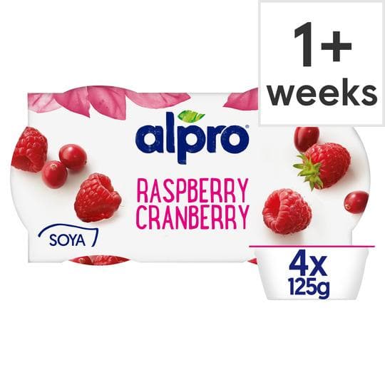 Alpro Raspberry & Cranberry Alternative Yogurt 4X125gr-London Grocery