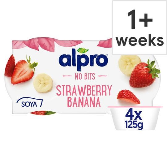 Alpro No Bits Strawberry Banana Yogurt Alternative 4X125gr-London Grocery