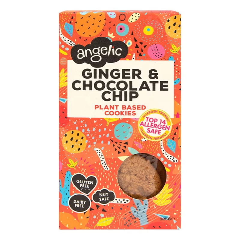 Angelic Gluten Free Ginger & Chocolate Chip Plant Based Cookies 125g | London Grocery