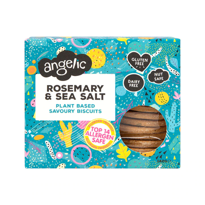 Angelic Gluten Free Rosemary & Sea Salt Plant Based Savoury Biscuits 142g | London Grocery