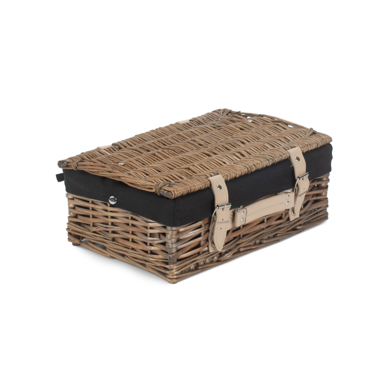 14" Antique Wash Split Willow Hamper With Black Lining | London Grocery