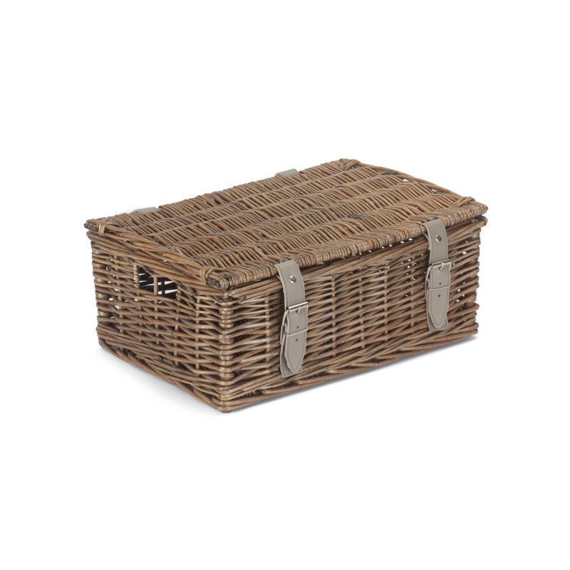 14 Inch Empty Wicker Hamper Basket - Antique Wash - Unlined | London Grocery