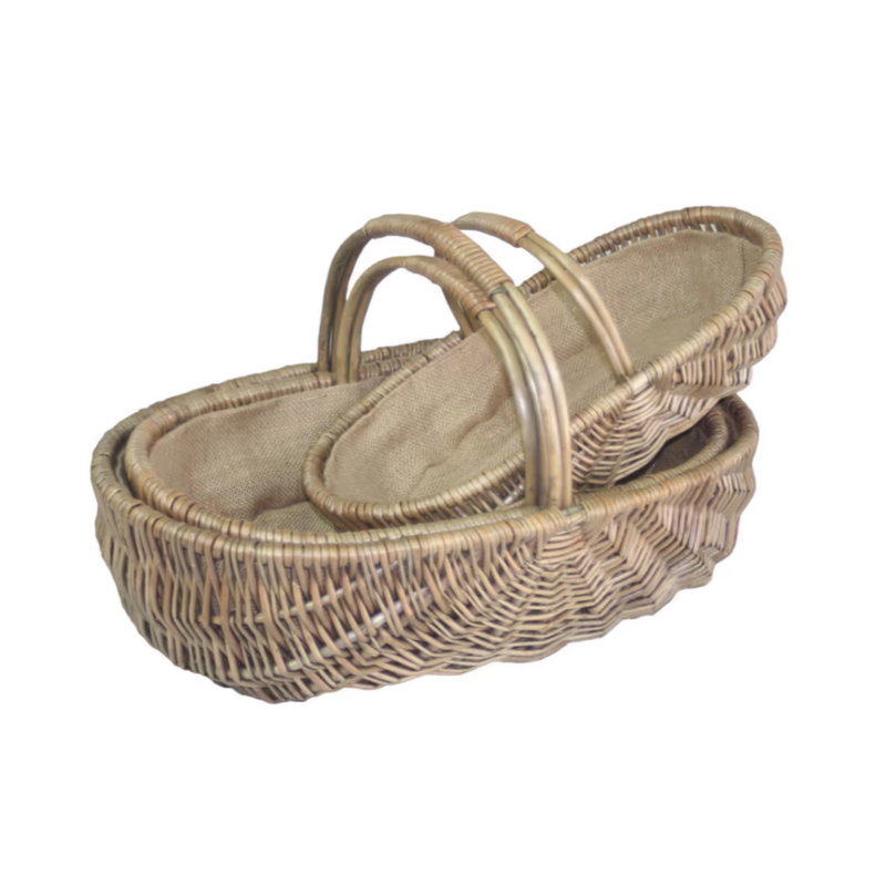 Shallow Antique Wash Lined Trug Set 3 | London Grocery