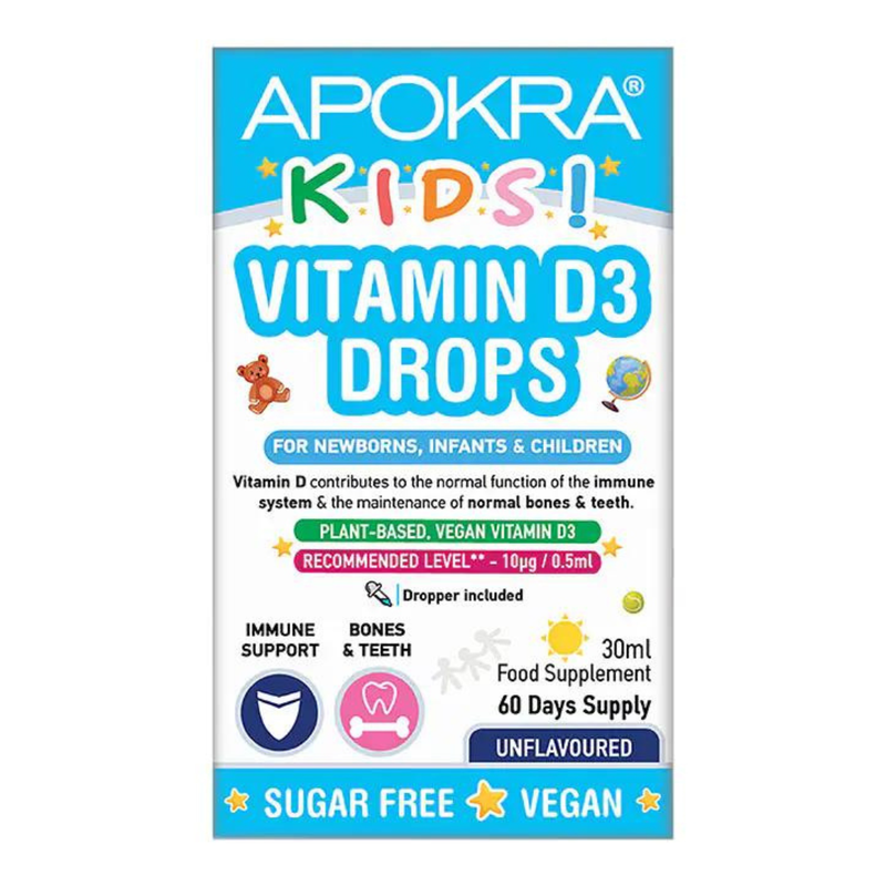 APOKRA Kids Vegan Vitamin D3 Drops 30ml | London Grocery