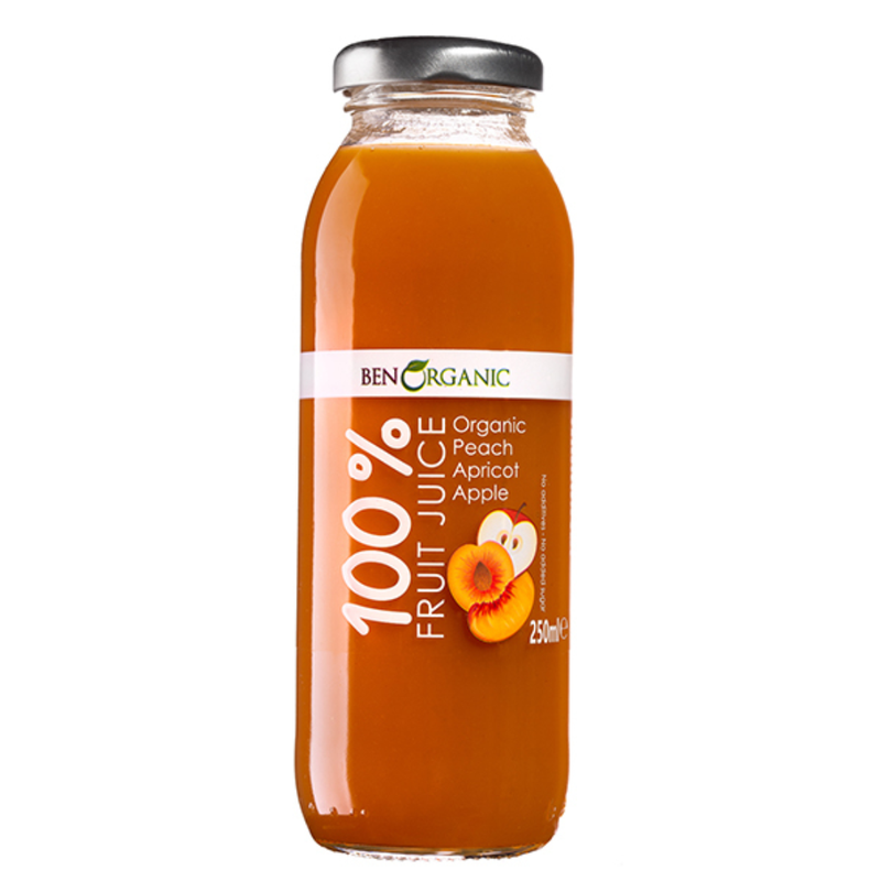 BenOrganic 100% Apricot, Peach & Apple Juice 250ml -London Grocery
