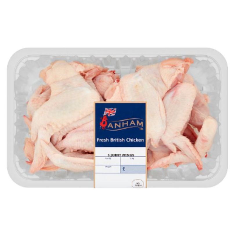 Banham Fresh British Chicken 3 Joint Wings 1kg x 8 Packs | London Grocery