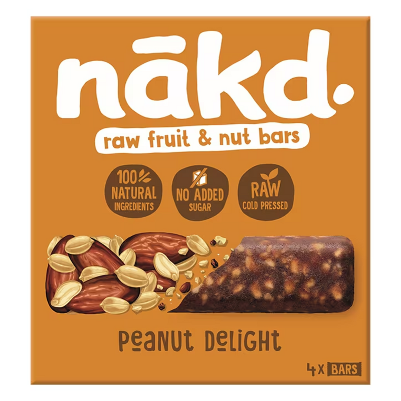 Nakd Raw Fruit & Nut Bars Peanut Delight 4 x 35g | London Grocery