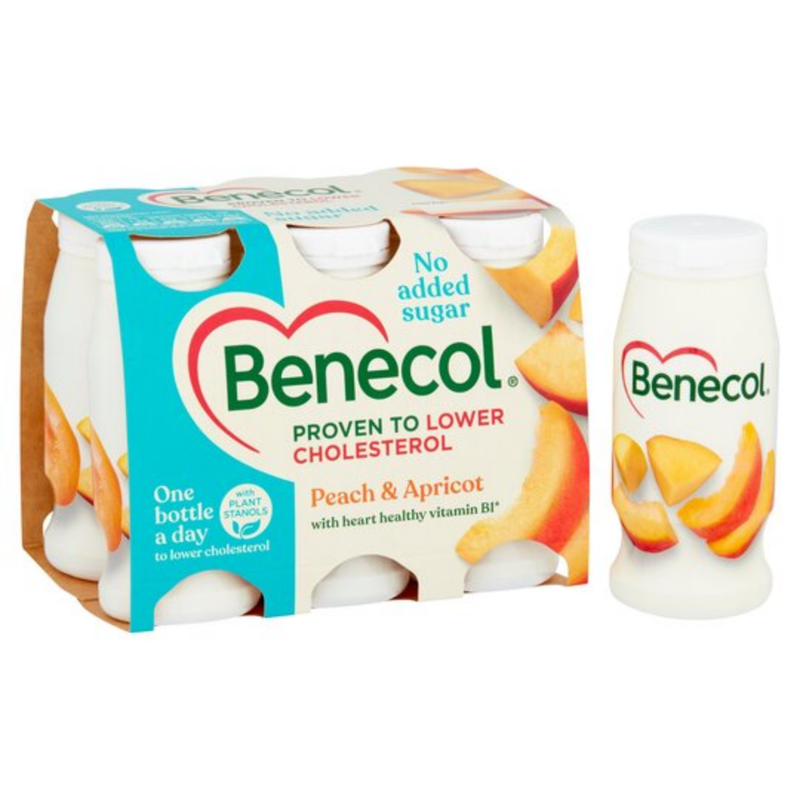 Benecol Peach & Apricot Yogurt Drink 6X67.5G-London Grocery