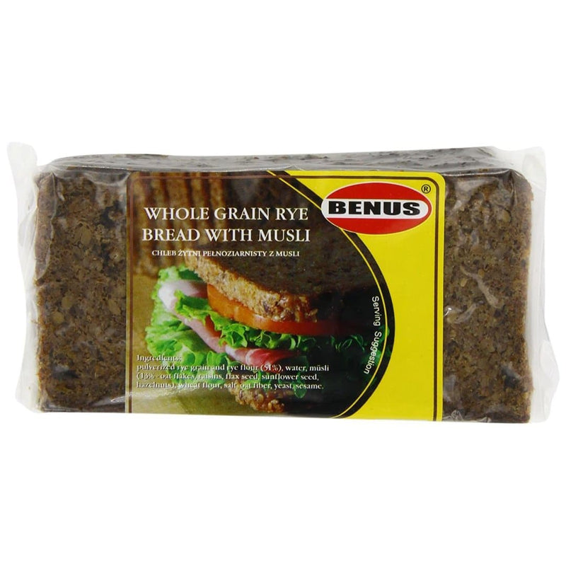 Benus Wholegrain Rye Bread with Musli 500gr-London Grocery