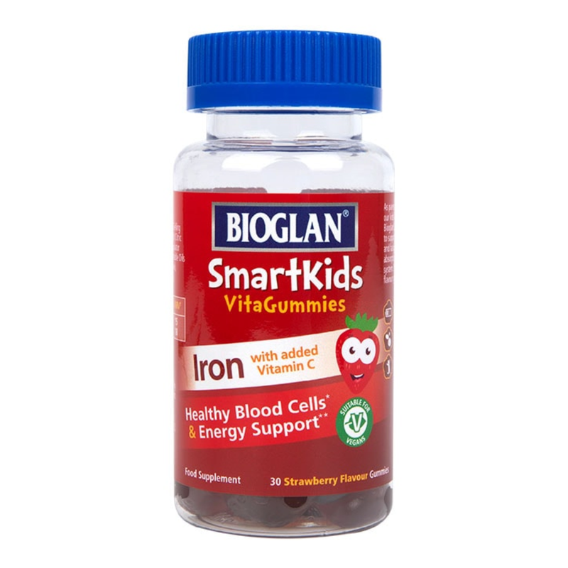Bioglan SmartKids Iron with Vitamin C 30 Strawberry Flavour Gummies | London Grocery