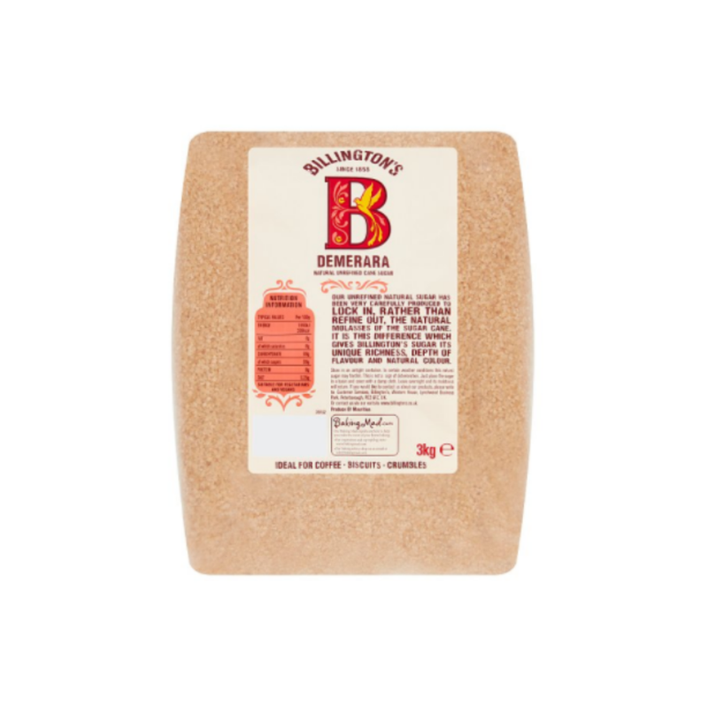 Billington's Demerara Natural Unrefined Cane Sugar 3kg x 4 cases - London Grocery