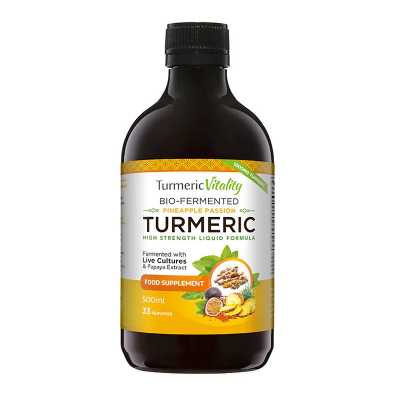 Turmeric Vitality Bio-Fermented Turmeric Liquid Pineapple Passion Flavour 500ml | London Grocery
