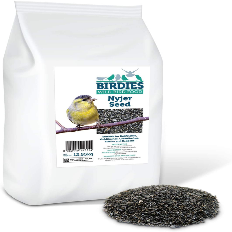 Birdies Nyjer Bird Seeds - Bird Food for Colourful Wild Birds - 12.55KG Premium Nyjer Seeds - London Grocery