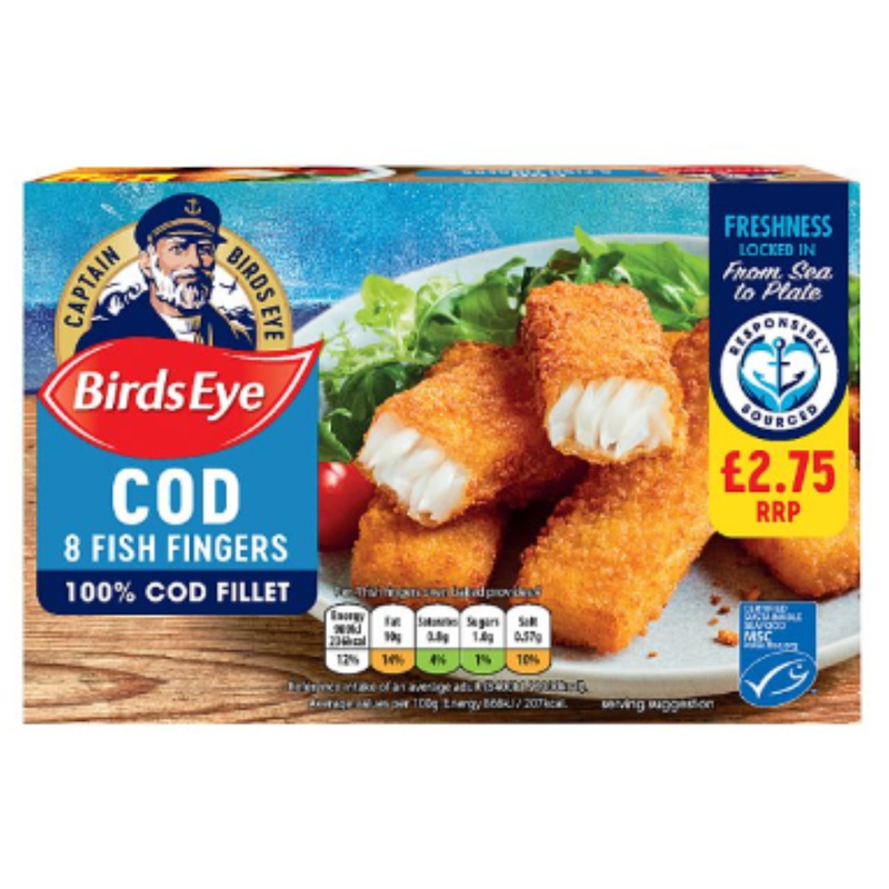 Birds Eye 8 Cod Fish Fingers 224g x 1 Pack | London Grocery