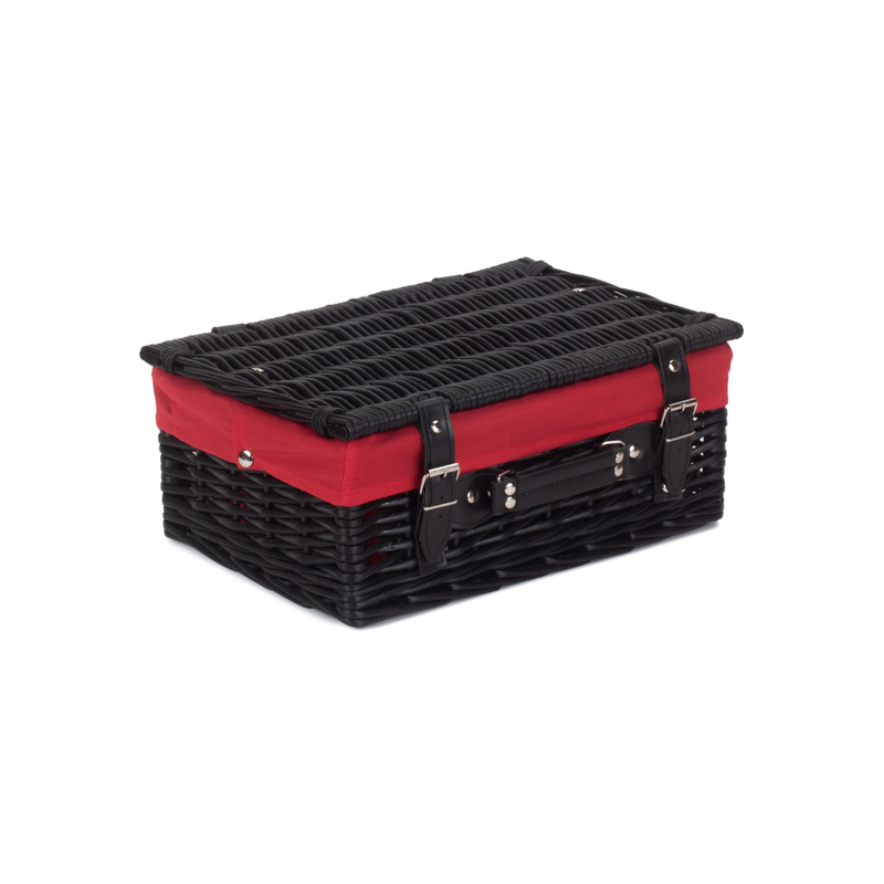 14" Black Hamper With Red Lining | London Grocery