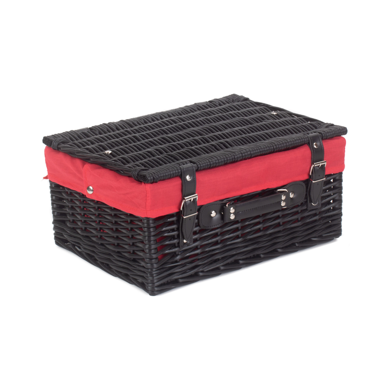 16" Black Hamper With Red Lining | London Grocery