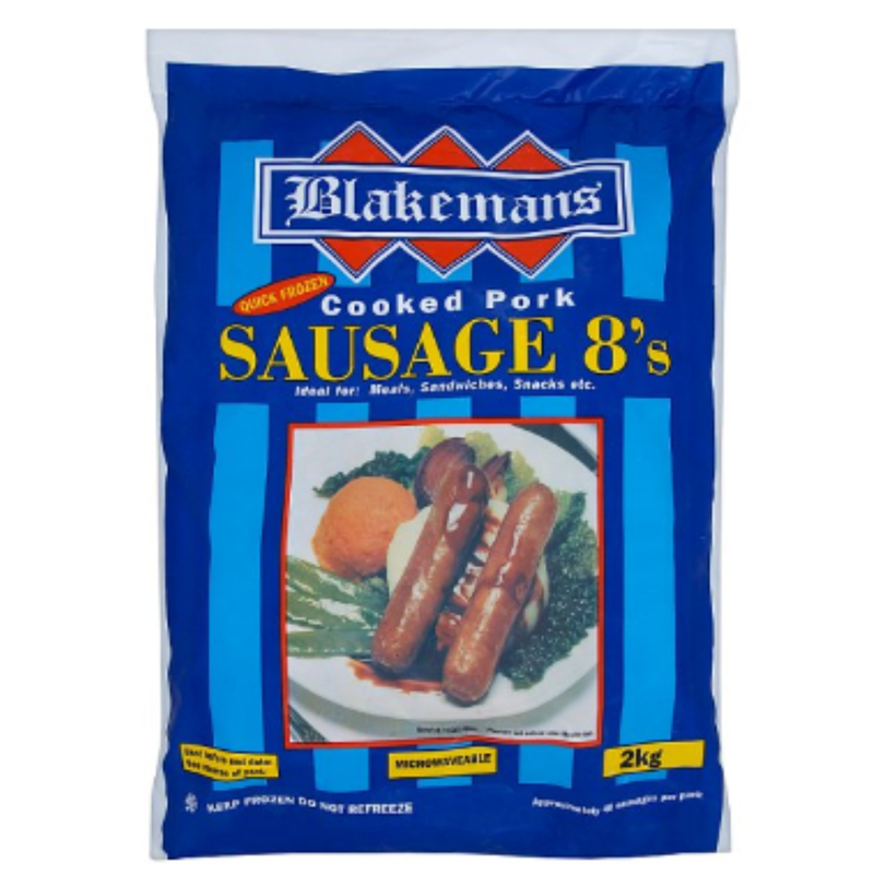 Blakemans Cooked Pork Sausage 8's 2kg x 5 Packs | London Grocery