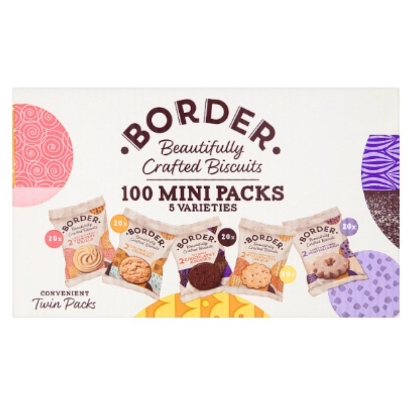 Border 100 Mini Packs Biscuits 5 Varieties x Case of 100 - London Grocery