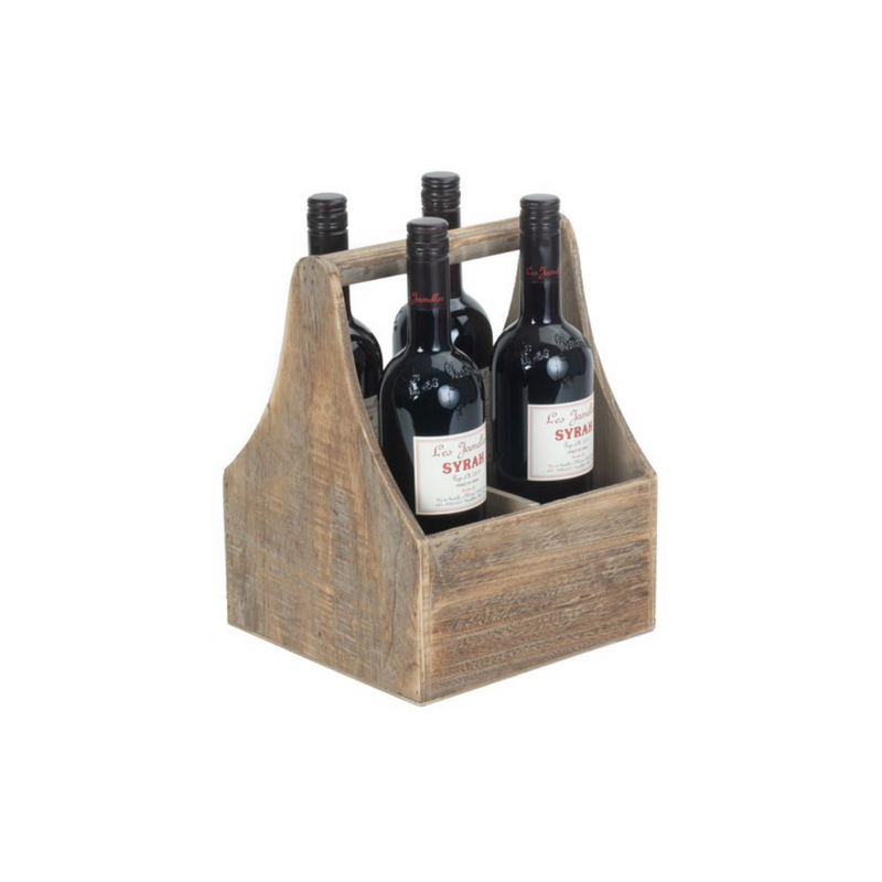 Oak Effect 4 Bottle Carrier | London Grocery