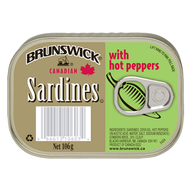 Brunswick Sardines with Hot Peppers 12 x 106g | London Grocery