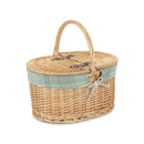 Buff Oval Picnic Basket With Cream Tartan Lining | London Grocery
