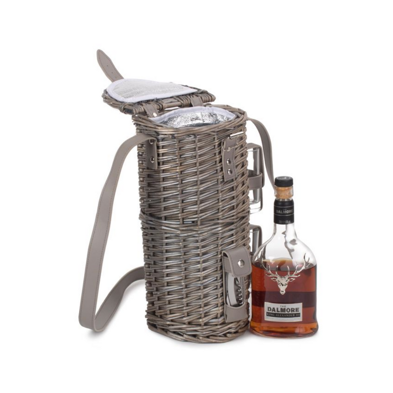 Single Bottle & 2 Cartridge Glass Carrier With Shoulder Strap | London Grocery