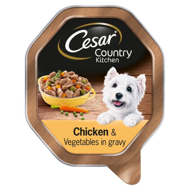 Cesar Country Kitchen Wet Dog Food Tray with Tasty Chicken & Vegetables in Gravy 150g - London Grocery