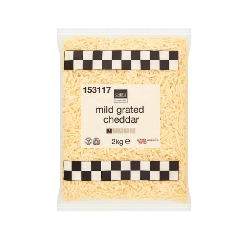 Chefs Essentials Mild Grated Cheddar 2kg-London Grocery