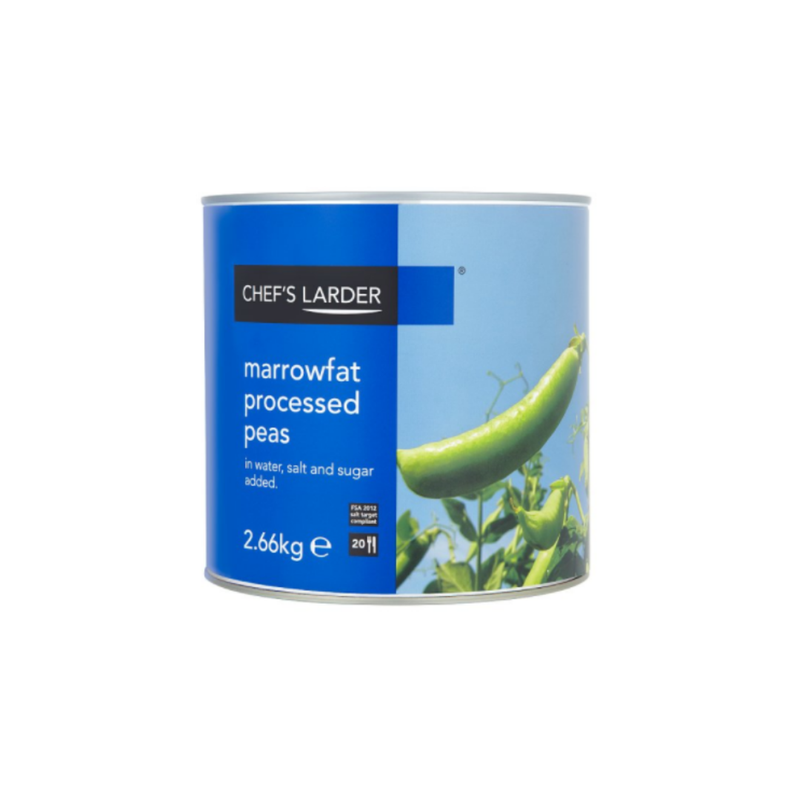 Chef's Larder Marrowfat Processed Peas in Water, Salt and Sugar Added 2.66kg x 6 cases - London Grocery
