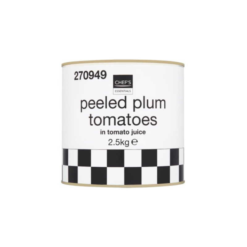 Chef's Essentials Peeled Plum Tomatoes in Tomato Juice 2.5kg x 6 cases - London Grocery