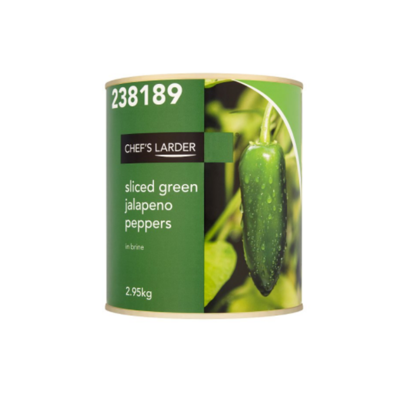 Chef's Larder Sliced Green Jalapeno Peppers in Brine 2.95kg x 6 cases - London Grocery