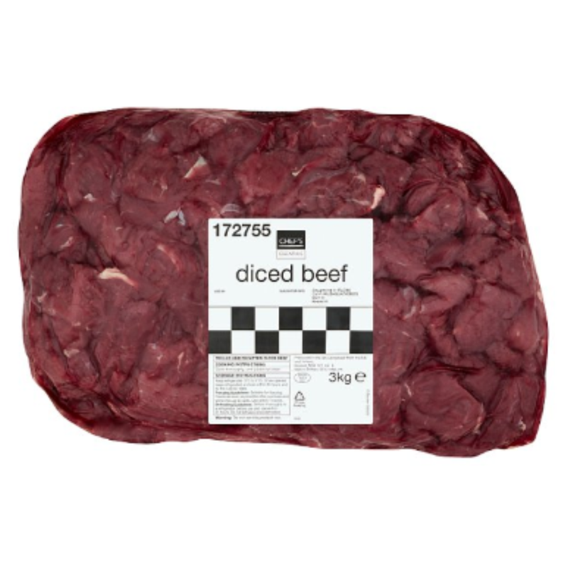 Chef's Essentials Diced Beef 3kg x 1 Pack | London Grocery