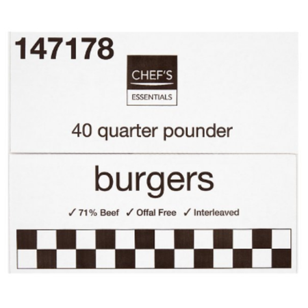 Chef's Essentials Quarter Pounder Burgers 4.52kg x 1 Pack | London Grocery