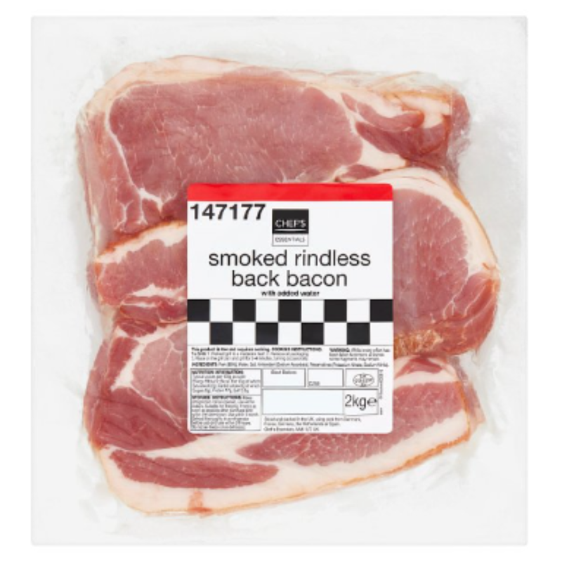 Chef's Essentials Smoked Rindless Back Bacon 2kg x 1 Pack | London Grocery