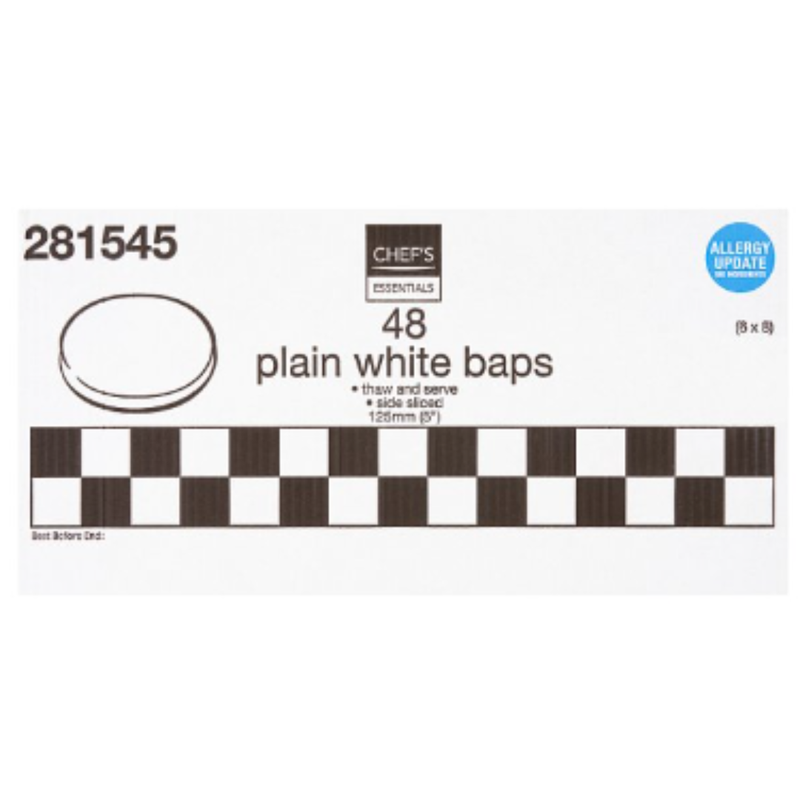Chef's Essentials 48 Plain White Baps x 1 Pack | London Grocery