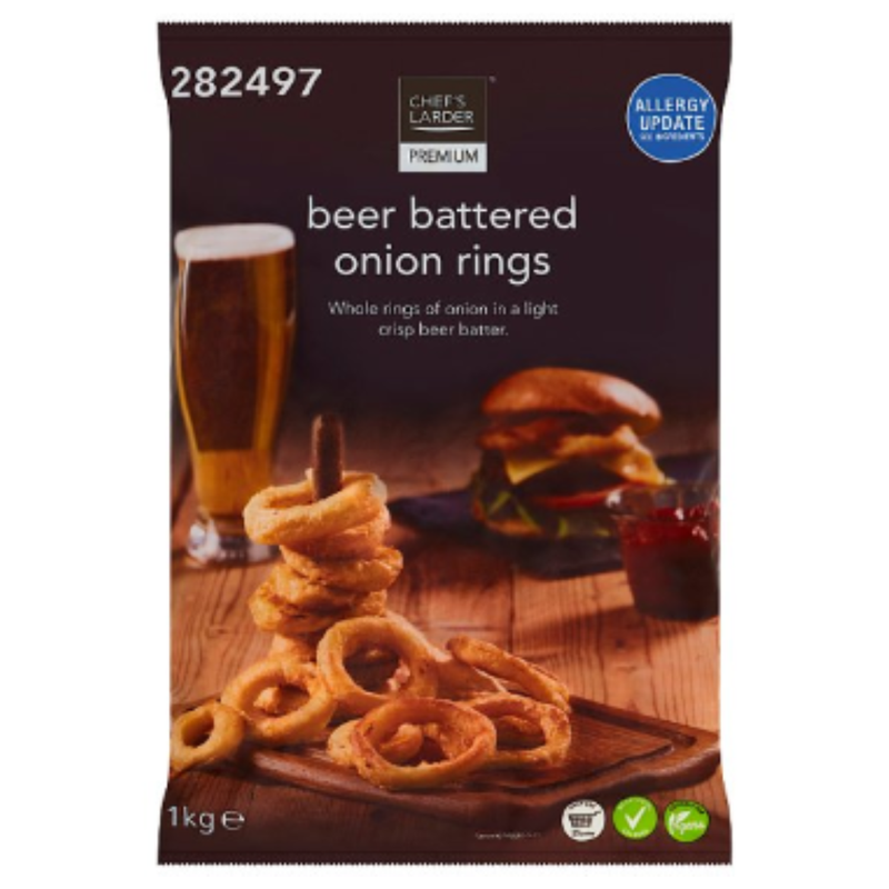 Chef's Larder Premium Beer Battered Onion Rings 1kg x 1 Pack | London Grocery