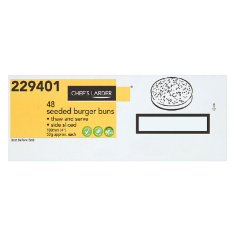 Chef's Larder 48 Seeded Burger Buns 2.5kg x 1 Pack | London Grocery