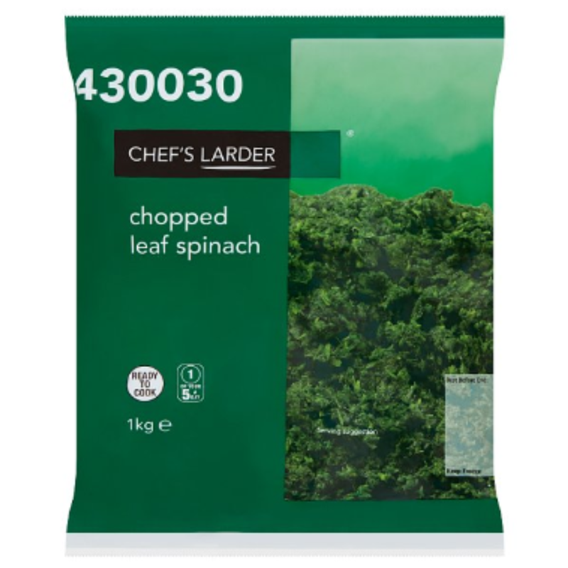 Chef's Larder Chopped Leaf Spinach 1kg x 10 Packs | London Grocery