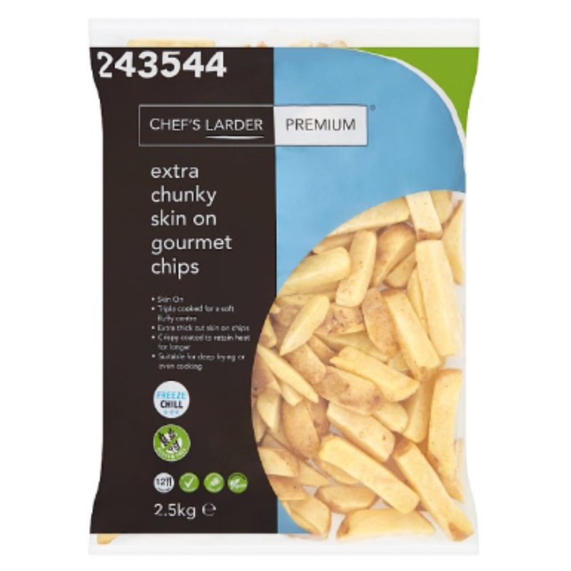 Chef's Larder Premium Extra Chunky Skin on Gourmet Chips 2.5kg x 4 Packs | London Grocery
