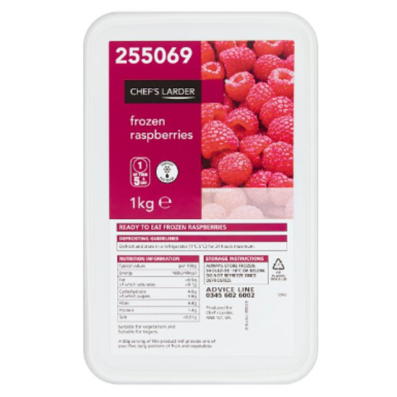 Chef's Larder Frozen Raspberries 1kg x 8 Packs | London Grocery