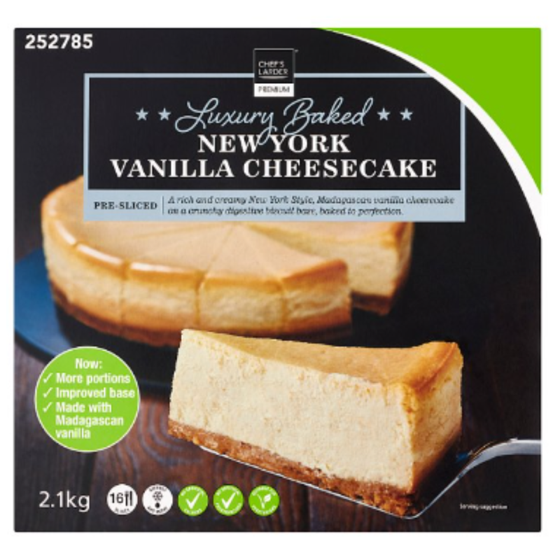 Chef's Larder Premium Luxury Baked New York Vanilla Cheesecake 2.1kg x 6 Packs | London Grocery