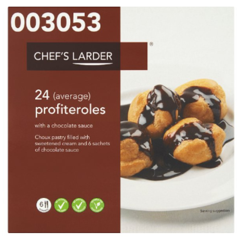Chef's Larder 24 (Average) Profiteroles with a Chocolate Sauce 540g x 6 Packs | London Grocery