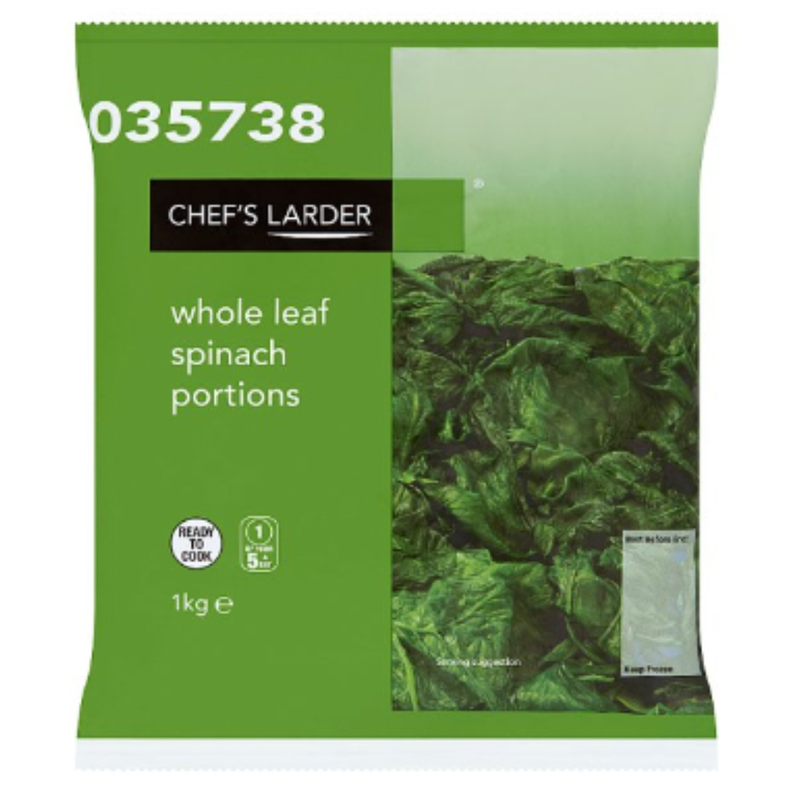 Chef's Larder Whole Leaf Spinach Portions 1kg x 1 Pack | London Grocery