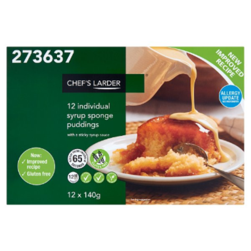 Chef's Larder 12 Individual Syrup Sponge Puddings 1.6kg x 1 Pack | London Grocery