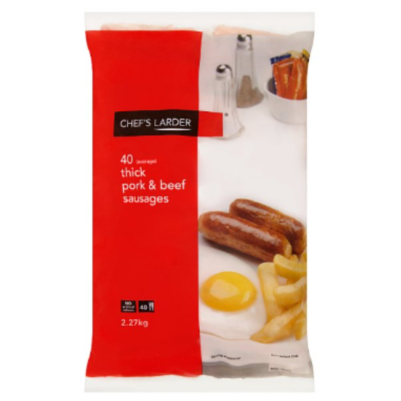 Chef's Larder 40 (Average) Thick Pork & Beef Sausages 2.27kg x 4 Packs | London Grocery