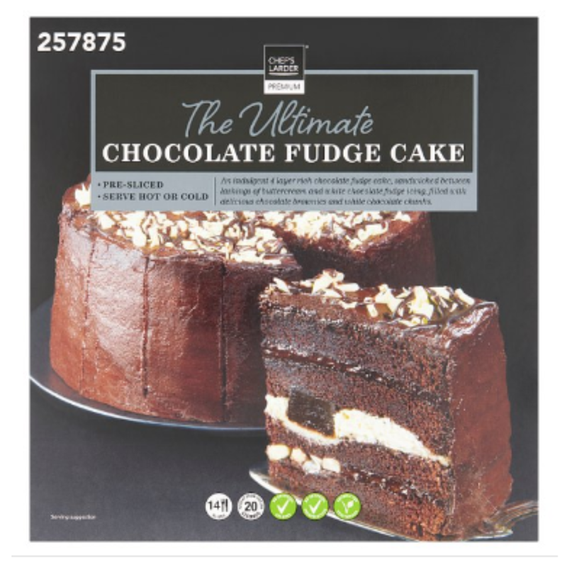 Chef's Larder Premium The Ultimate Chocolate Fudge Cake 1.5kg x 4 Packs | London Grocery