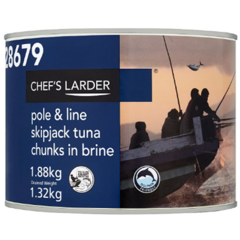 Chef's Larder Pole & Line Skipjack Tuna Chunks in Brine 1880g x 6 - London Grocery