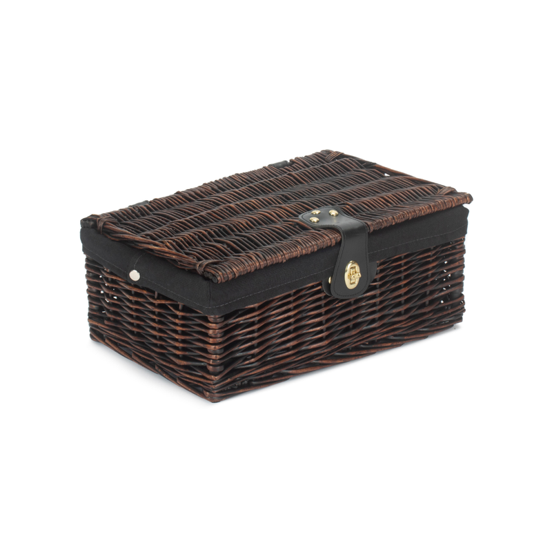 14" Chocolate Brown Hamper With Black Lining | London Grocery